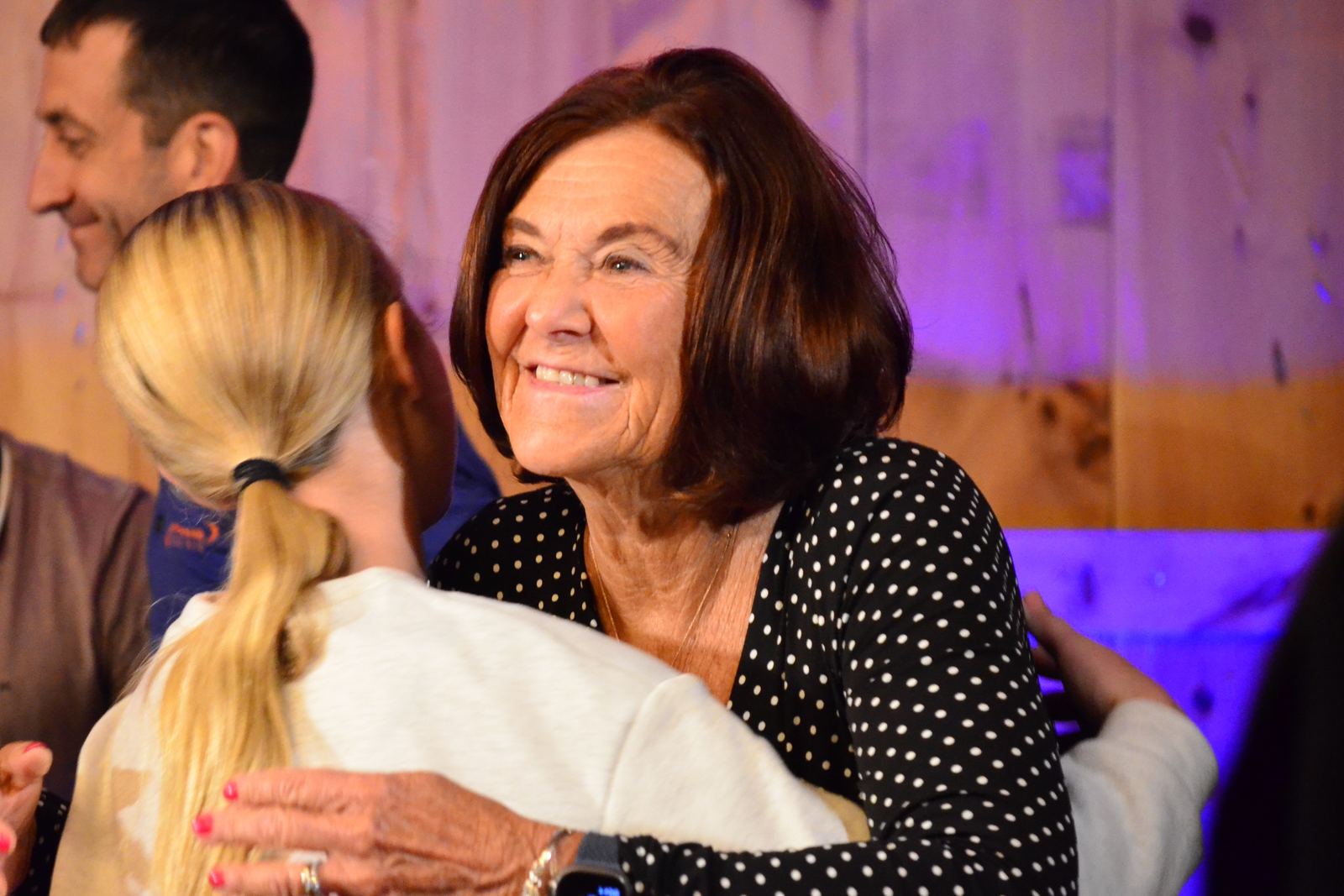 Mary Burke with a guest after the talks