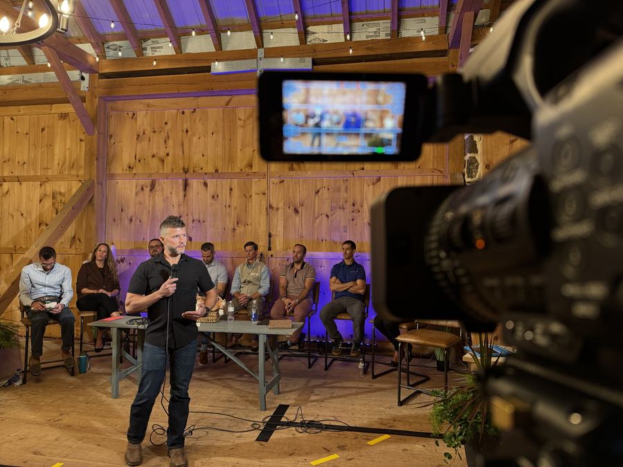 A talk seen from beside one of the cameras