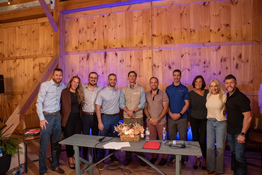 All ten speakers together on stage at the end of the night